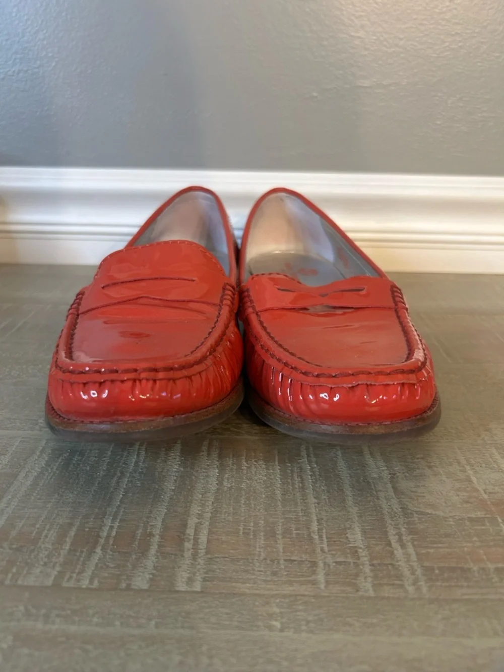 Marc Joseph New York East Village Red Patent Leather Penny Loafers, Size 9.5 - Picture 7 of 12